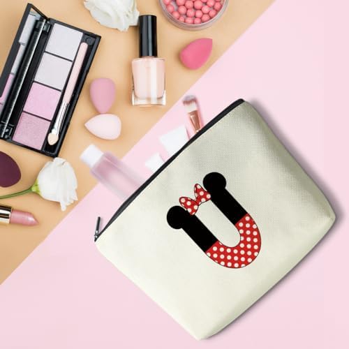 Cute Cartoon Mouse Gifts Initial A-Z Personalized Makeup Bag Monogrammed Cosmetic Bags Magic Mouse Stuff Funny Mouse Themed Gifts Mouse Lover Gifts Wizard Gifts Birthday Gifts for Women Girls (U)