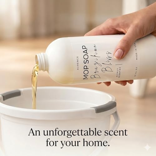 Aurence Mop Soap Highly Scented Luxury Floor Cleaner Concentrate - Brazilian Bliss Long Lasting Fragrance, No Rinse Formula for Hardwood, Tile, Laminate & Stone, 32 oz, Made in USA