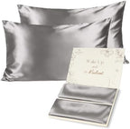 Yanibest Satin Pillowcase, Silk Pillow Cases for Hair and Skin with Zipper, Standard Pillow Cases Set of 2 for 20"x26", Exquisite Packaging for Women Men