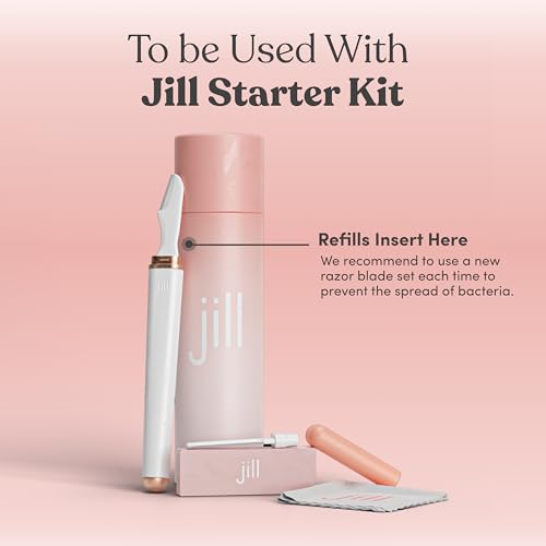 Jill Dermaplane Razor Refills | 4 Shave Sets, 8 Dermaplane Refill Blades | Sensitive Skin Razor Blades to Exfoliate & Smooth Skin