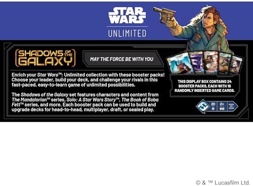 Asmodee Star Wars: Unlimited TCG Shadows of The Galaxy Booster Display (Set of 24 Booster Packs) - Trading Card Game for Kids & Adults, Ages 12+, 2+ Players, 20 Min Playtime