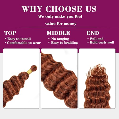 3packs 30 Inch Soft Curly Braiding Hair,Ocean Wave Crochet Hair for Black Women,Deep Wave Braiding Hair for Boho Braids (350#, 30 inch (pack of 3))