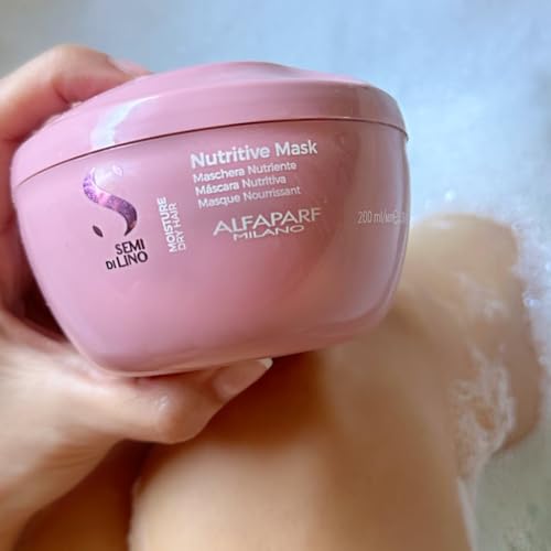 Alfaparf Milano Semi Di Lino Moisture Nutritive Mask for Dry Hair - Safe on Color Treated Hair - Sulfate, Paraben and Paraffin Free - Professional Salon Quality