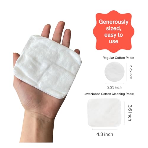 Baby Cotton Pads for Diaper Change by LoveNoobs, 360 Count, Ultra Soft 100% Organic Extra Large Cotton Pads for Baby Sensitive Skin, Lint-Free Premium Jumbo Size Cotton Pads, 100% Cotton Squares