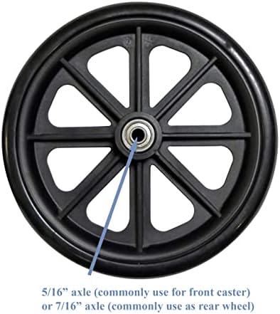 Caster Wheel, Hard Rubber Tire, 8" x 1"- 1 9/16" Hub Width; Fits Most Sunrise, Medline, Drive, Invacare, E&J, Guardian, ALCO & Other Manual Wheelchairs (Black, 5/16" Axle, Narrow Hub)One Pair