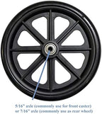 Caster Wheel, Hard Rubber Tire, 8" x 1"- 1 9/16" Hub Width; Fits Most Sunrise, Medline, Drive, Invacare, E&J, Guardian, ALCO & Other Manual Wheelchairs (Black, 5/16" Axle, Narrow Hub)One Pair