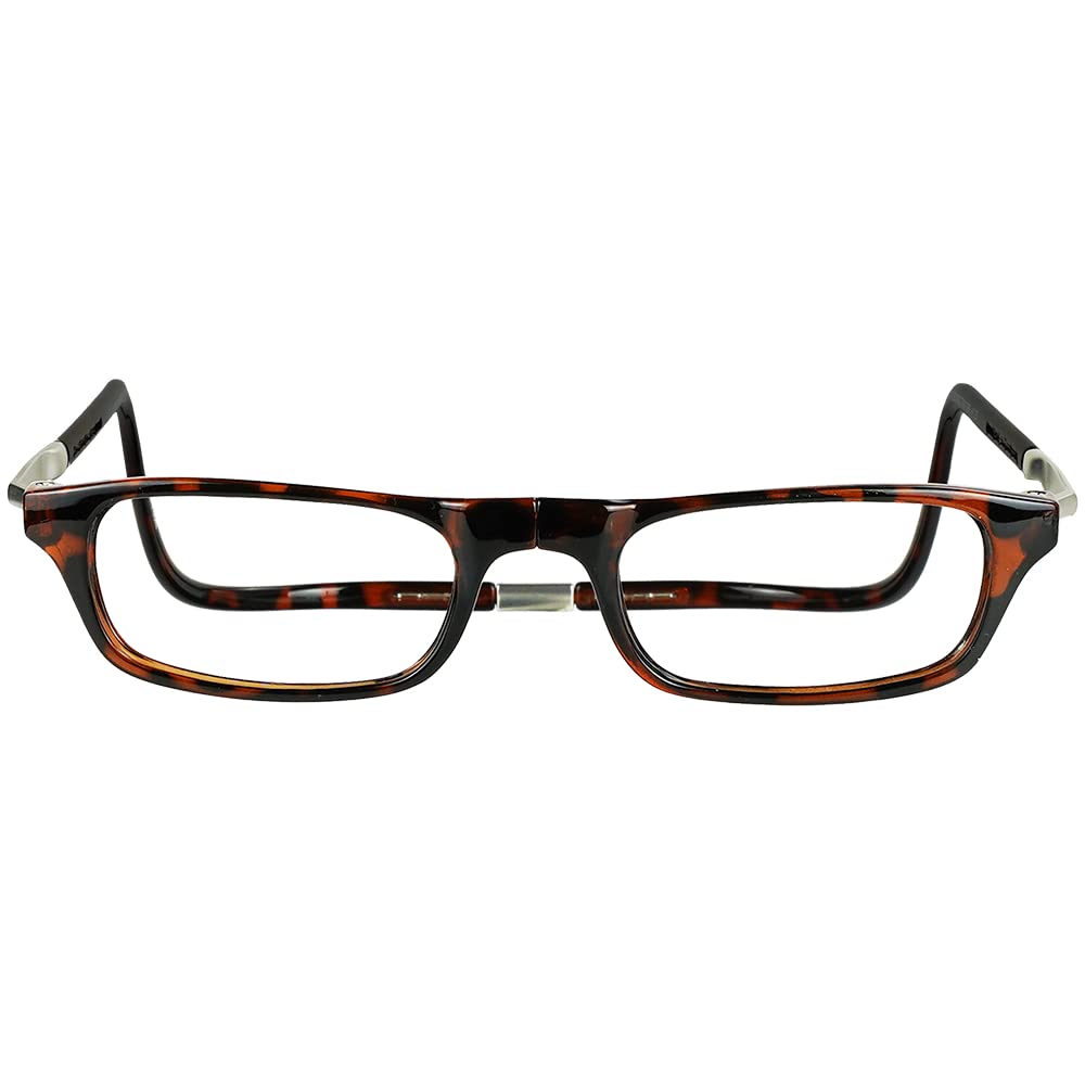 Clic Magnetic Reading Glasses for Men or Women, Computer Readers, Original Expandable (M-XL, Dark Demi, 2.00 Magnification)