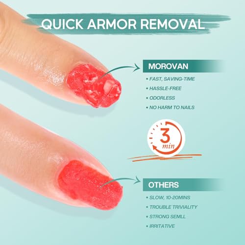 Morovan Gel Nail Polish Remover Kit: Gel Polish Remover for Nails with Liquid Latex Tape Peel off Nail Strengthener Cuticle Pusher Quick & Easy Gel Remover for Nails in 3-5 mins No Soaking Or Wrapping