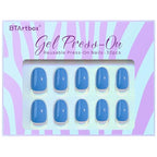 BTArtbox Press On Nails Short - Blue Press On Nails, Oval Fake Nails with Nail Glue, Fit Perfectly & Reusable Glue On Nails in 16 Sizes Nail Kit, Navy Nights