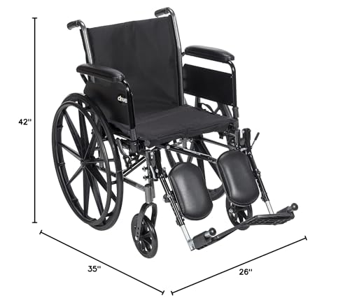 Drive Medical K318DFA-ELR Cruiser III Lightweight Folding Wheelchair with Flip Back Detachable Full Arms and Elevating Leg Rest (Black, 18 Inch, 39lbs)
