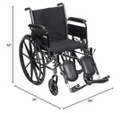 Drive Medical K318DFA-ELR Cruiser III Lightweight Folding Wheelchair with Flip Back Detachable Full Arms and Elevating Leg Rest (Black, 18 Inch, 39lbs)