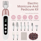 Cordless Electric Nail File Set, Professional Manicure Pedicure Kit, 10 Speed Portable Nail Drill Machine with Memory Modes, Pedicure Tools for feet, Hand Foot Care Tool for Thick Nail Toenail Cuticle