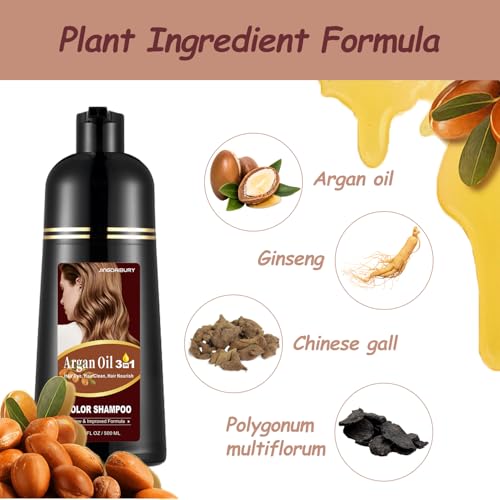 Wine Red Hair Dye 16.9 Fl Oz, Argan Oil Wine Red Hair Shampoo, 3 in 1 Hair Dye Shampoo, Easy To Use, Semi-Permanent Hair Color Shampoo (Wine Red)