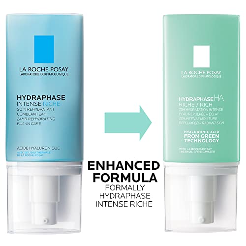 La Roche-Posay Hydraphase HA Rich, Hyaluronic Acid Face Moisturizer for Dry Skin with 72HR Hydration, Oil Free & Non-Comedogenic, 50 ML , 1.69 fl. oz.