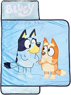 Jay Franco Bluey Sisters Nap Mat – Built-in Pillow and Blanket - Super Soft Microfiber Kids'/Toddler/Children's Bedding, Ages 3-7 (Official Bluey Product)