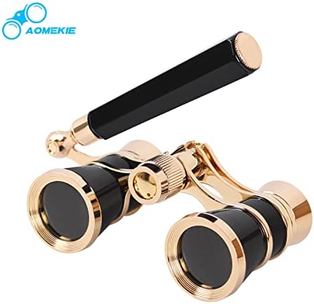 Aomekie Opera Glasses Binoculars 3X25 Theater Glasses Mini Binocular Compact with Handle for Adults Women in Musical Concert（Black）