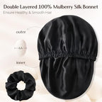 YANIBEST 22 Momme 100% Mulberry Silk Sleep Cap SilK Bonnet for Women - Natural Silk Sleeping Cap Hair Bonnet Silk Scrunchies