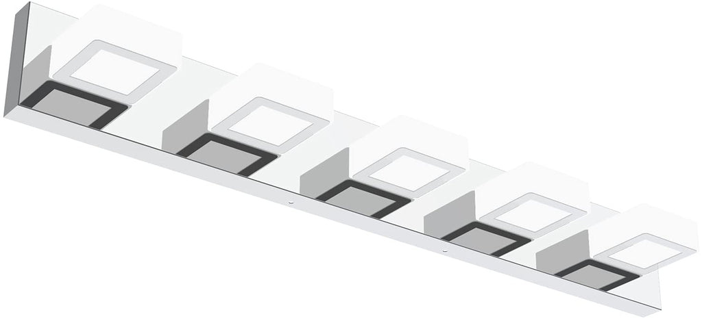 Ralbay Chrome Bathroom Vanity Lighting Fixtures Acrylic Rotable 360° LED Modern Bathroom Vanity Light Over Mirror (6000K White Light)