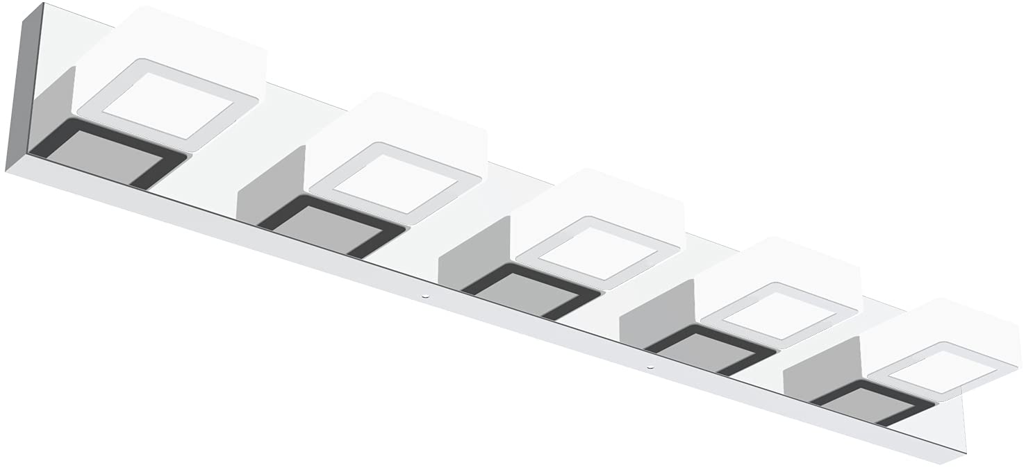 Ralbay Chrome Bathroom Vanity Lighting Fixtures Acrylic Rotable 360° LED Modern Bathroom Vanity Light Over Mirror (6000K White Light)