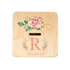 Wooden Piggy Bank for Kids and Adults, Personalized Gift Handmade in USA by BloomOwl, Custom Piggy Bank, Personalized Banks for Kids, Gifts for Baby Boys and Girls (Elephant- Coral)