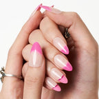 GLAMERMAID French Tip Press on Nails Medium, Short Almond Nude Pink Fake Nails Tips, Oval Round Normal Glue on Nails Stiletto Stick on Nails Gel Set, Natural Reusable Acrylic False Nail Kit for Women