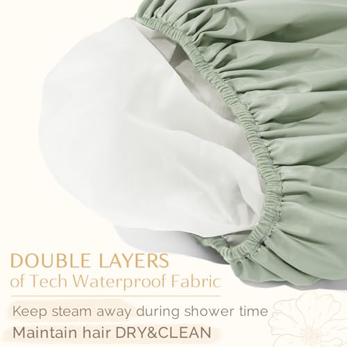 Yanibest Luxury Waterproof Shower Cap for Women, Reusable Double Layer Shower Cap, Non-Slip Shower Cap for Most Hair Types, One Size