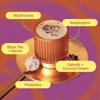 Clevr Blends Chai Tea and Ceremonial Grade Matcha Green Tea Powder, Instant Superfood Latte Bundle with Oat Milk, Lions Mane, Reishi Mushroom, Coconut Cream, Ashwagandha, Includes Frother & Spoon