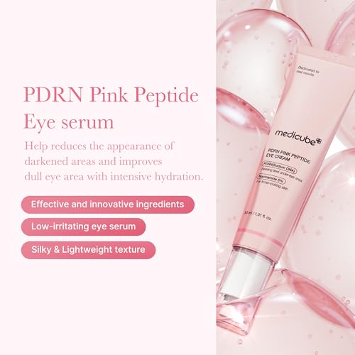 medicube Salmon DNA PDRN Pink Peptide Eye Serum with Niacinamide and 99% Purity Retinol for Uneven Skin Tone, Korean Skin Care 1.01fl.oz