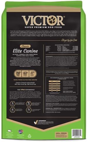 VICTOR Super Premium Dog Food – Elite Canine Dry Dog Food – 25% Protein, Gluten Free - for Large Breed Dogs & Puppies, 50lbs