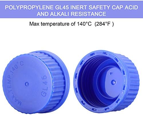 Patelai 4 Pieces Glass Round Media Storage Glass Bottles Borosilicate Media Bottles with GL45 Blue Screw Cap for Lab Water Reagent Liquids(100 ml)