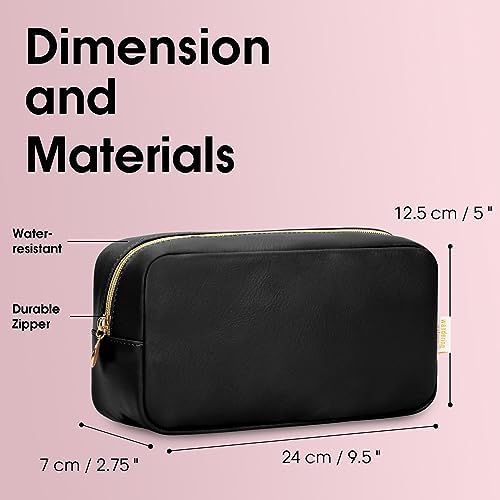 Wandering Nature Makeup Bag for Purse Cosmetic Bags for Women Make Up Organizer Travel Pouch Pencil Case with Slip-in Pockets Vegan Leather,Patent Pending