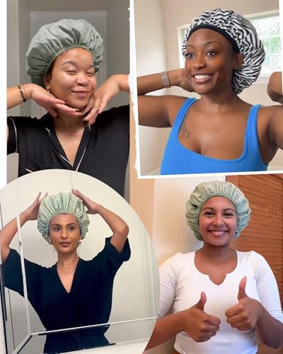 Yanibest Luxury Waterproof Shower Cap for Women, Reusable Double Layer Shower Cap, Non-Slip Shower Cap for Most Hair Types, One Size