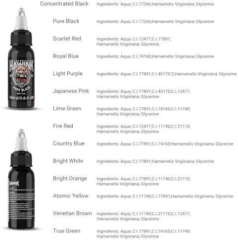 Hawink Tattoo Ink Set 1oz (30ml) Tattoo Supply 14 Colors Pigment Kit Ink USA TI203-30-14
