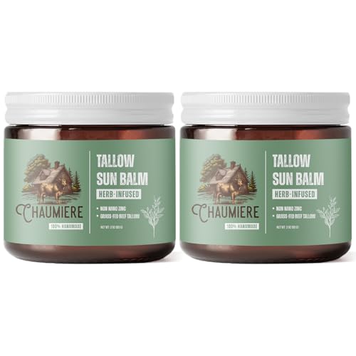 Herb-Infused Grass Fed Tallow Sun Balm SPF 30 (4 oz) | Non Nano Zinc, | Daily use Sun Balm for Face/Body | Beef tallow for skin | Deep moisturizing