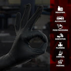 Jointown Basic Heavy Duty Nitrile Gloves, 8 Mil Black Mechanic Disposable Gloves Medium with Raised Diamond Texture, Latex Free, Powder Free Industrial Automotive Work Gloves Case of 1000
