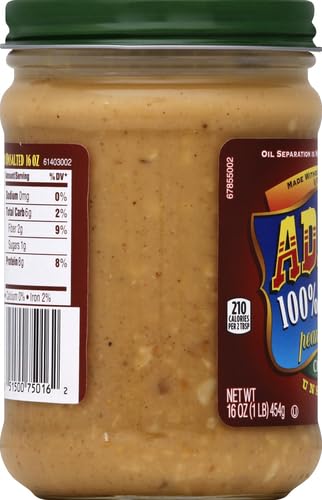 Adams 100% Natural Peanut Butter, Unsalted, Crunchy, 16 oz