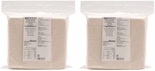 MUJI Makeup Facial Soft Cut Cotton Unbleached 60x50 mm 180pcs　ｘ　2 Packs (Total 360 Sheets) Value Set