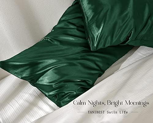 Yanibest Satin Pillowcase, Silk Pillow Cases for Hair and Skin with Zipper, Queen Pillow Cases Set of 2 for 20"x30", Exquisite Packaging for Women Men