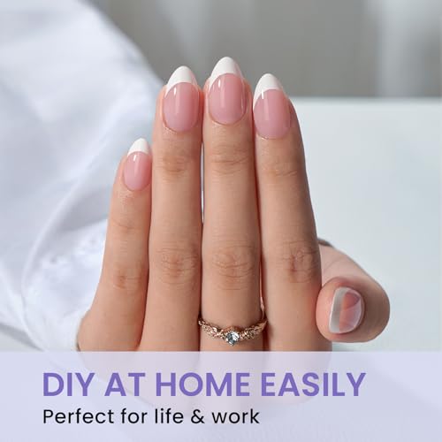 BTArtbox Short Almond Nail Tips - 320pcs Pre-shape Half Matte Soft Gel Tips, Clear Ultra Fit & Natural Acrylic Fake Nails for Full Cover Nail Extension, 16 Sizes