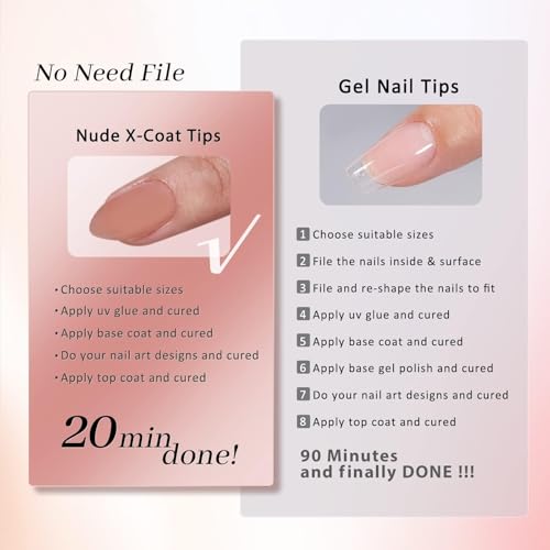 BTArtbox Short Almond Nail Tips - Soft Gel Nail Kit with Tip Primer Base, 160 pcs Brown Pre-colored Fake Nails with Gel Nail Glue and Top Coat Nail Extension Kit for Women's Gift