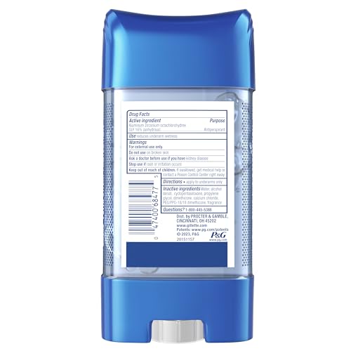 Gillette Antiperspirant and Deodorant for Men, 72hr Sweat & Odor Protection, Long Lasting Freshness, Anti-White Mark Technology, Clear Gel, Fresh Amber Scent, 3.8 oz