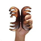 Hair Claw for Women, 4 Inch Pretty Hair Clip, Hair Grip for Thick Hair, Coffee and Niagara blue