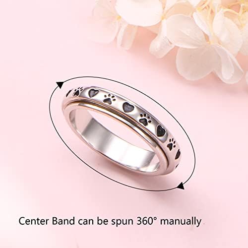 Ladytree Anxiety Relieve Rings 925 Sterling Silver Spinner Fidget Ring Worry Stress Relieving Boredom ADHD Autism Ring Platinum Plated Jewelry Birthday Gifts for Women Men