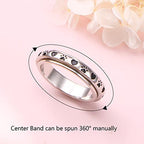 Ladytree Anxiety Relieve Rings 925 Sterling Silver Spinner Fidget Ring Worry Stress Relieving Boredom ADHD Autism Ring Platinum Plated Jewelry Birthday Gifts for Women Men