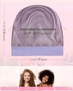Adjustable Silk Satin Hair Bonnet for Sleeping, Double Layer Hair Wrap Sleeping for Women Men, Silk Satin Lined