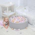 GOGOSO Ball Pit Balls for Toddler, Baby Plastic Playballs Kids Soft Pastel Pelotas Non-Toxic BPA-Free,Pink+Grey+Beige+White,100 Balls