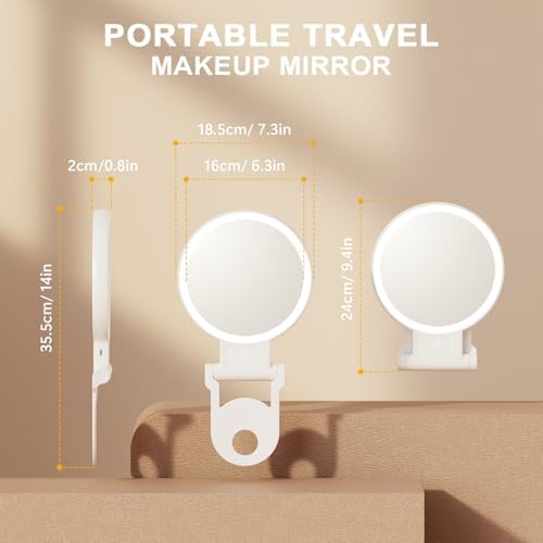 1X/20X Magnifying Mirror with Light, Double Sided Makeup Mirror with Adjustable Folding Handle, 2000mAh Rechargeable Vanity Mirror with Tweezer, Portable Tabletop Mirror for Travel Home