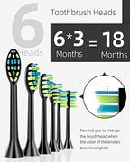 7AM2M Sonic Electric Toothbrush with 6 Brush Heads for Adults and Kids, One Charge for 90 Days, Wireless Fast Charge, 5 Modes with 2 Minutes Build in Smart Timer, Electric Toothbrushes(Black)