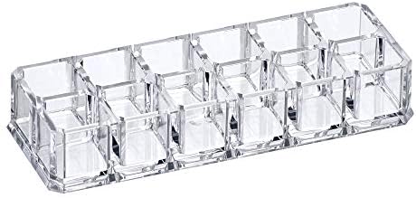 Amazing Abby - Charm - 12-Slot Acrylic Lipstick Organizer, Lipstick Holder, Lip Gloss Holder, Cosmetic Storage Display, Perfect Storage Solution for Drawer and Vanity (Slot Size: 0.9" x 0.9")