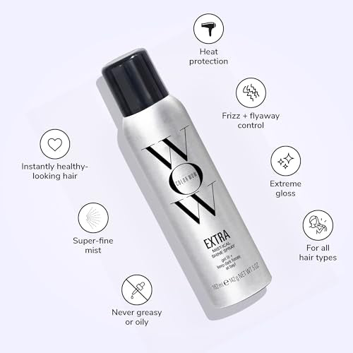 COLOR WOW Extra Mystical Shine Spray – Lightweight & Non-Greasy Formula | Heat Protection, Frizz Control, and Silky Hair | For All Hair Types